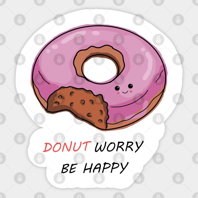 Donut worry be happy Sticker by Emkute